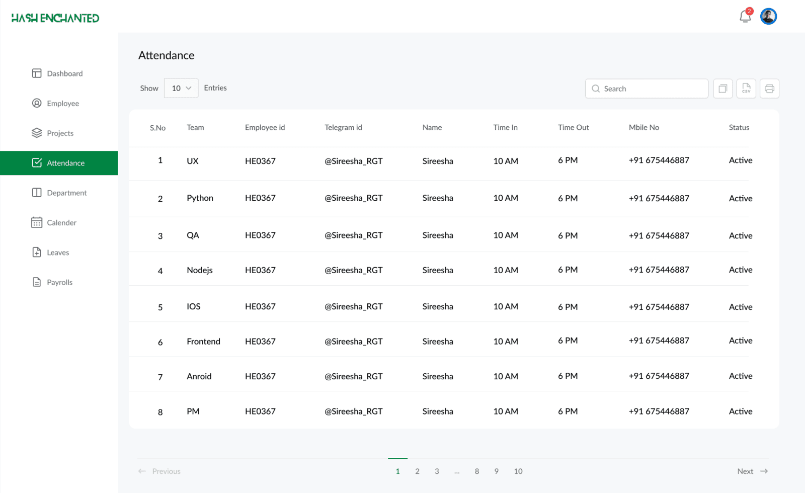 Attendance Tracking Preview